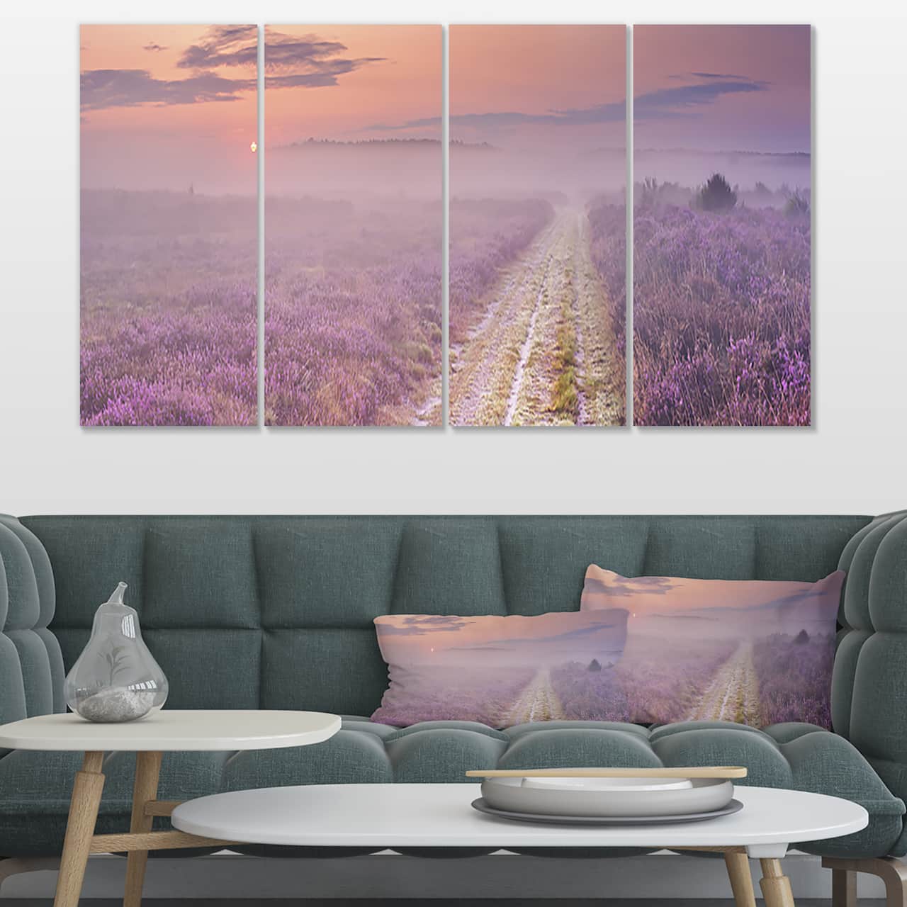 Designart - Path through Blooming Heather - Landscape Canvas Art Print